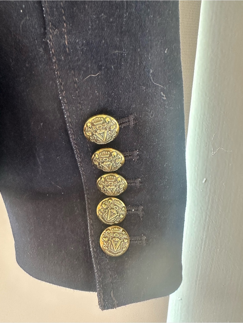 Veronica Beard Navy Denim Blend Button Blazer with Gold Buttons - Picture 6 of 6